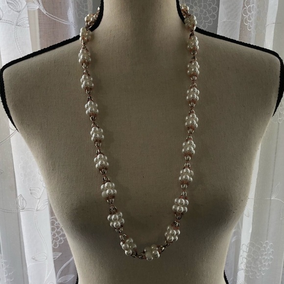 Costume jewelry necklace pearl  silver pink/white - Picture 5 of 5